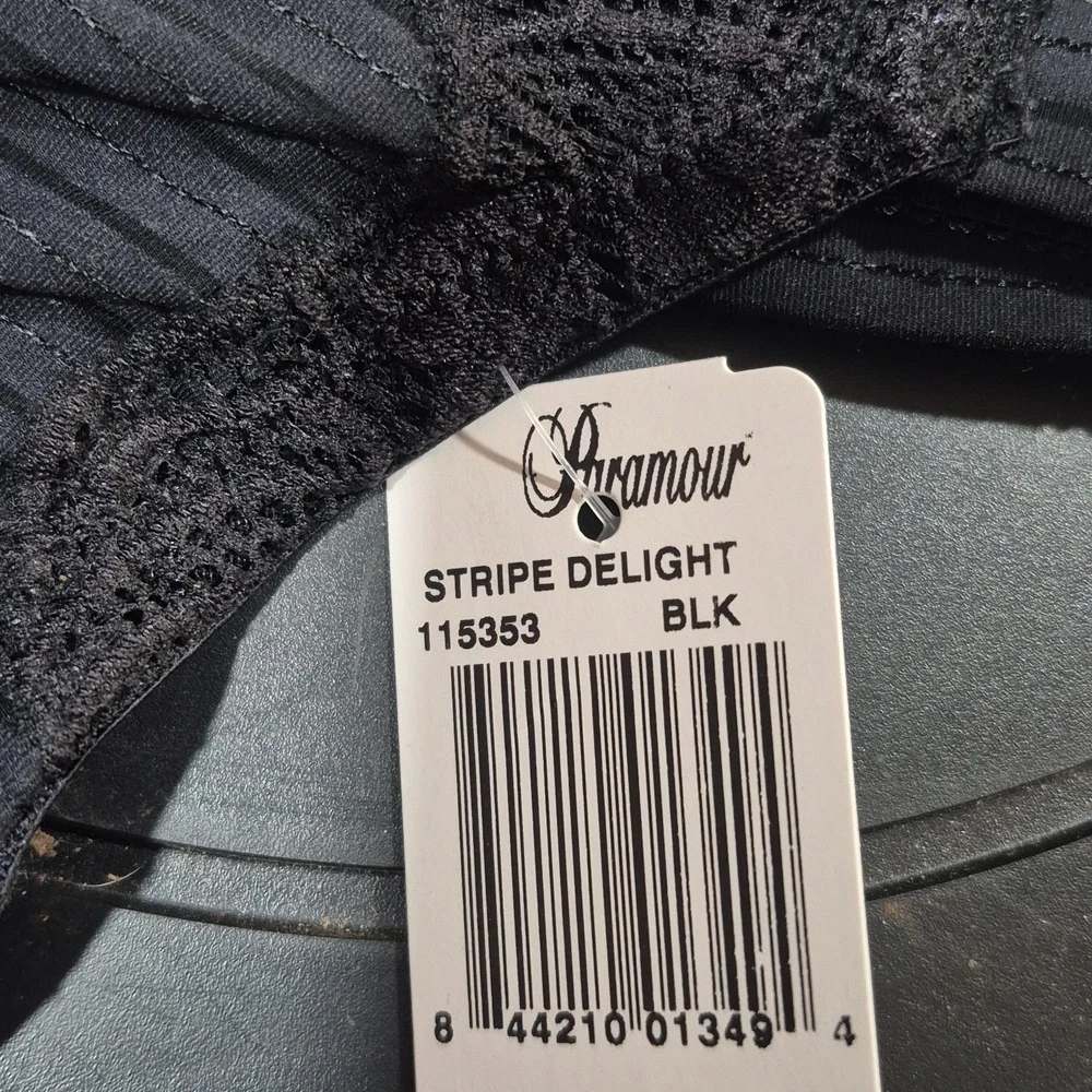36DD Paramour 115353 Stripe Delight UW Bra Black NWT‎
